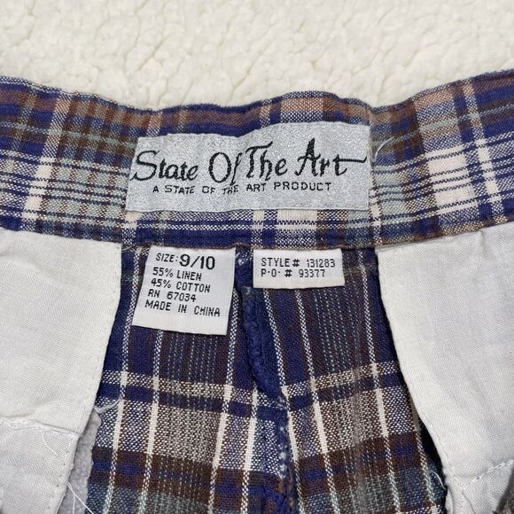 Vintage Womens Size 9/10 Plaid Shorts Linen Blend Pleated High Waisted 90s Mom - Picture 4 of 5